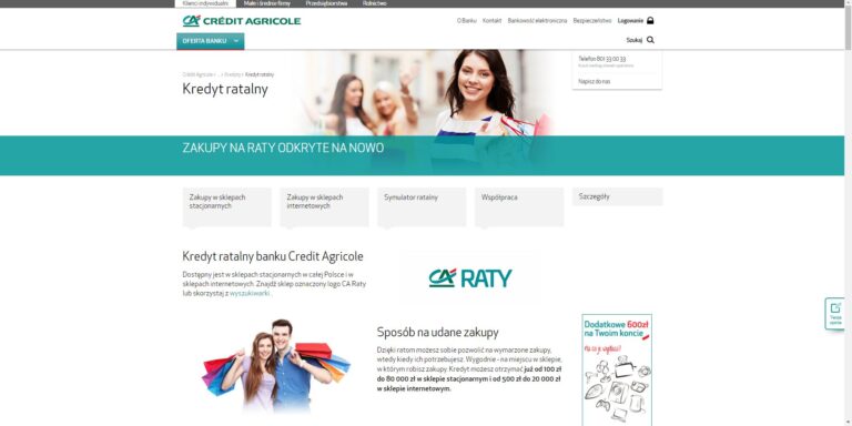 Zakupy na CA Raty w Credit Agricole