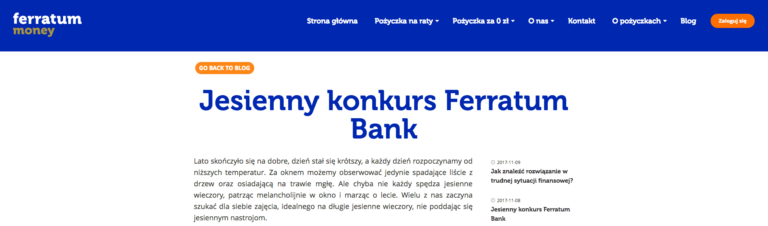 Jesienny konkurs Ferratum Bank