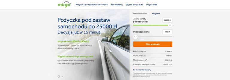 Mogo – pożyczka pod zastaw auta do 25 000 zł