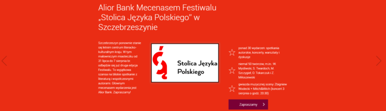 Alior sponsorem Festiwalu „Stolica Języka Polskiego”