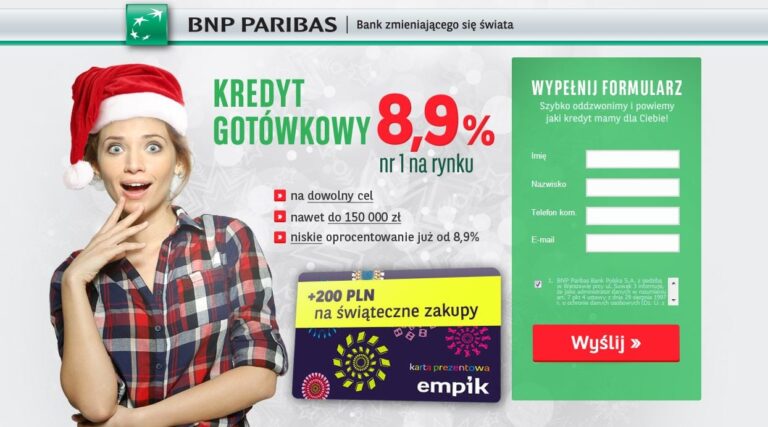 Kredyt gotówkowy w BNP Paribas z kartą podarunkową