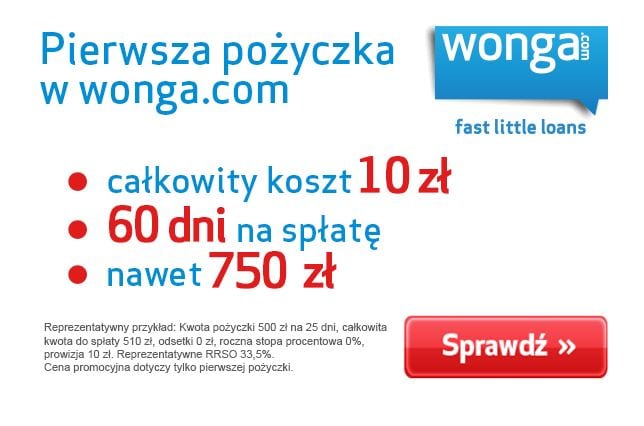Pożyczka w Wonga.com za 10 zł