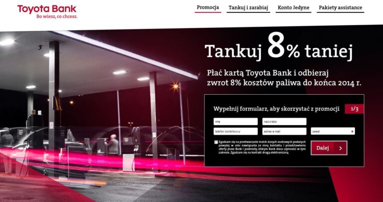 Toyota Bank daje 50 zł na paliwo