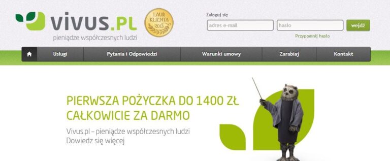 Darmowa pożyczka w Vivus.pl do 1400 zł
