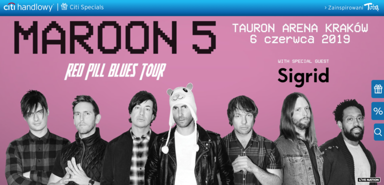 Koncert Maroon 5 – przedsprzedaż dla Klientów Citi Handlowego