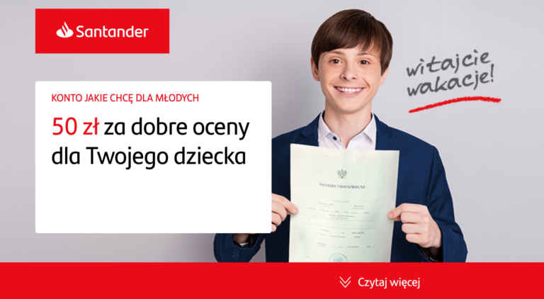 Promocja: „50zł dla uczniów ze średnią min. 4,0” od Santander Bank Polska