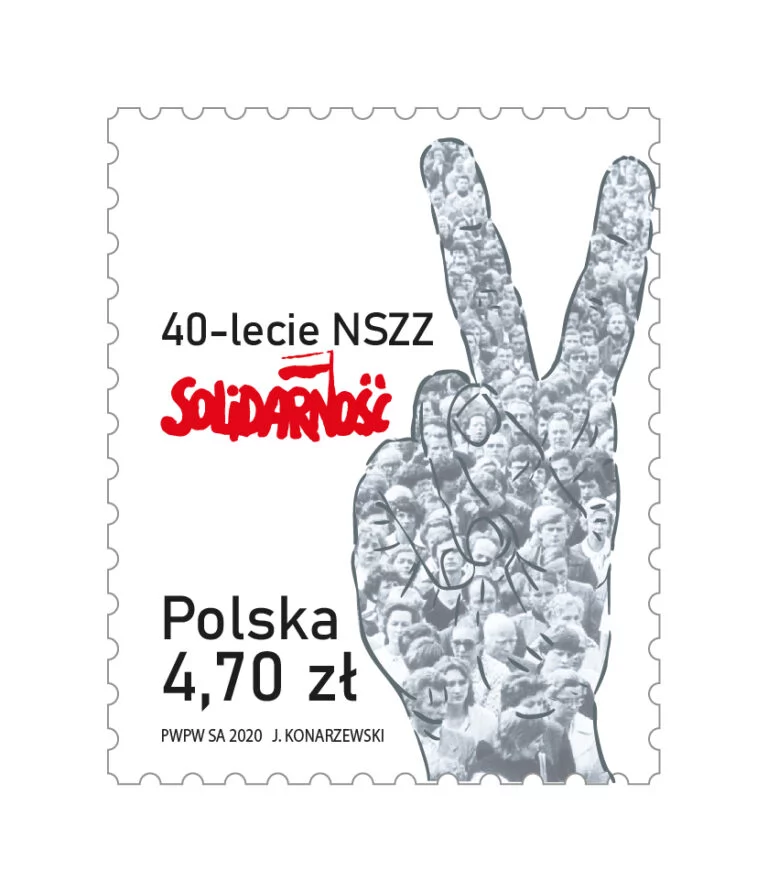 Znaczek na czterdziestą rocznicę powstania NSZZ „Solidarność”